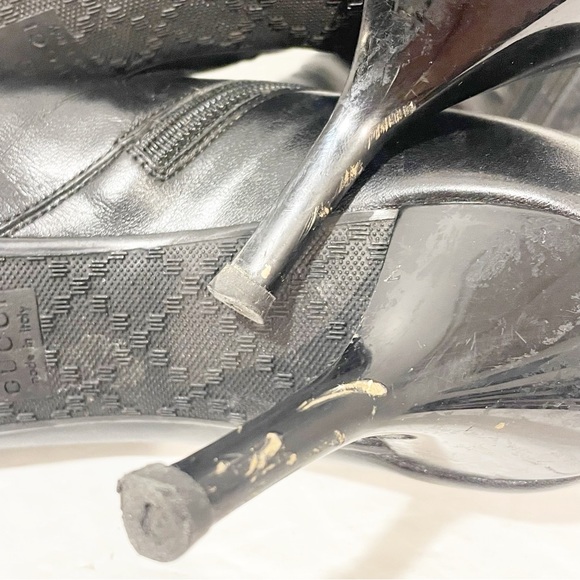 Gucci Size 38/8 246688 Black Soft Leather Zip Up Heeled Ankle Boots - Picture 7 of 11